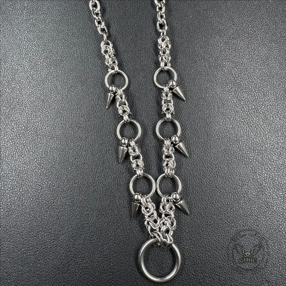 Hip-Hop Y2K Ring And Spikes Stainless Steel Choker Necklace | Gthic.com