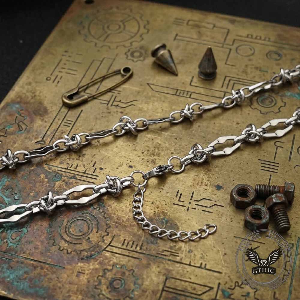 Hip Hop Barbed Wire Link Stainless Steel Necklace – GTHIC
