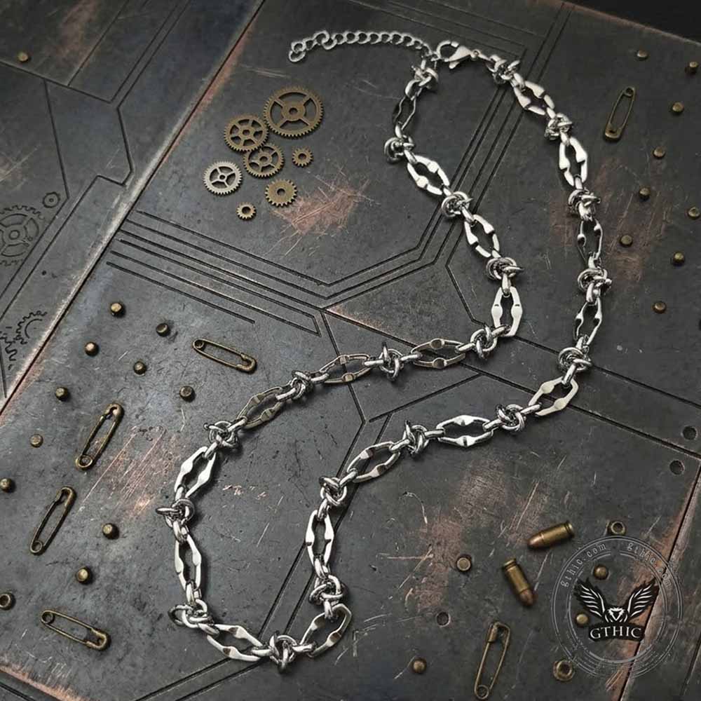 Hip Hop Barbed Wire Link Stainless Steel Necklace