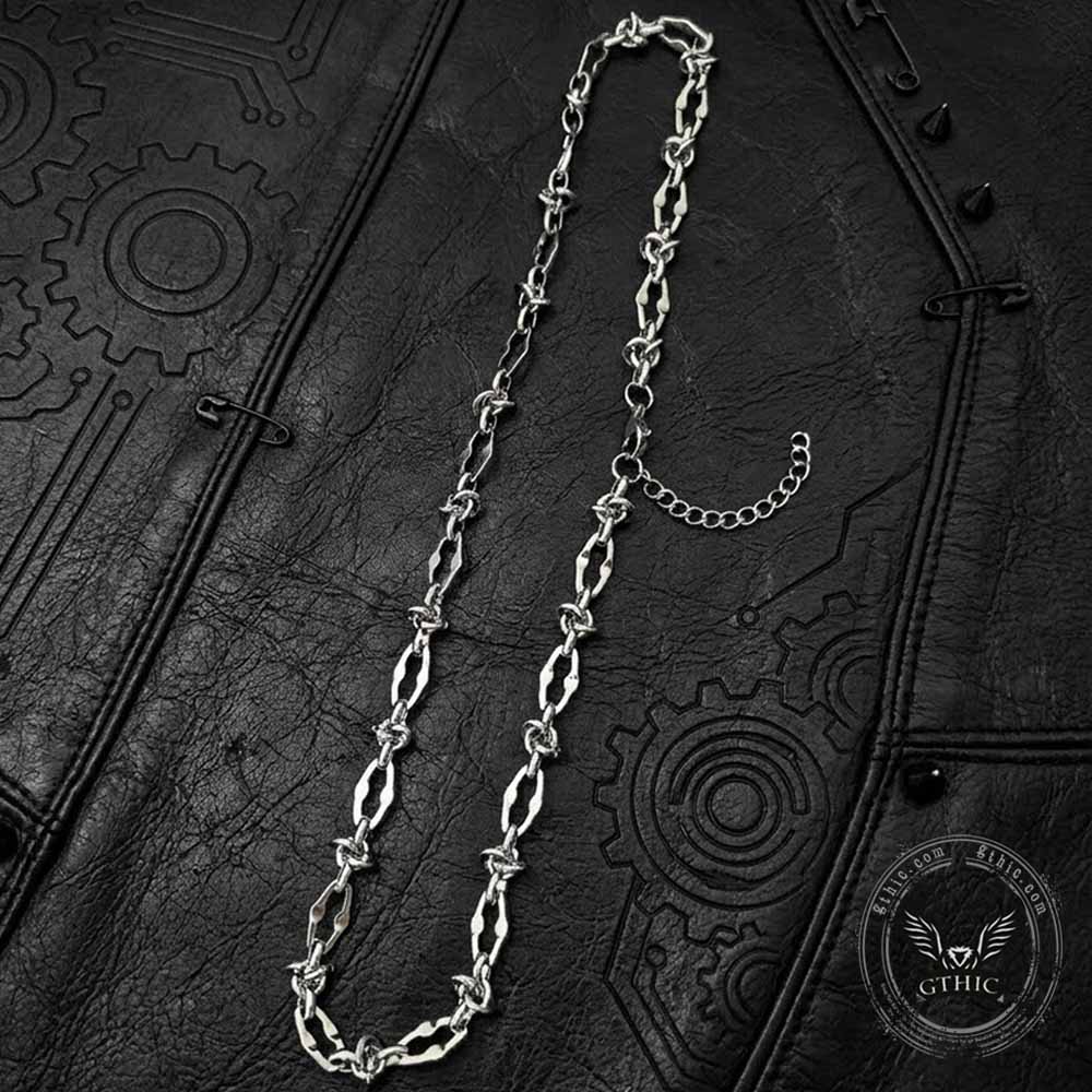 Hip Hop Barbed Wire Link Stainless Steel Necklace