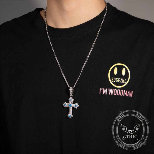 Hip Hop Cross Zircon Inlaid Copper Pendant 02 | Gthic.com