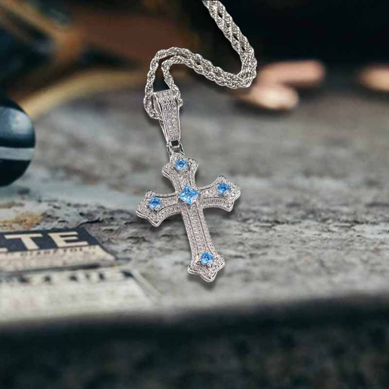 Hip Hop Cross Zircon Inlaid Copper Pendant