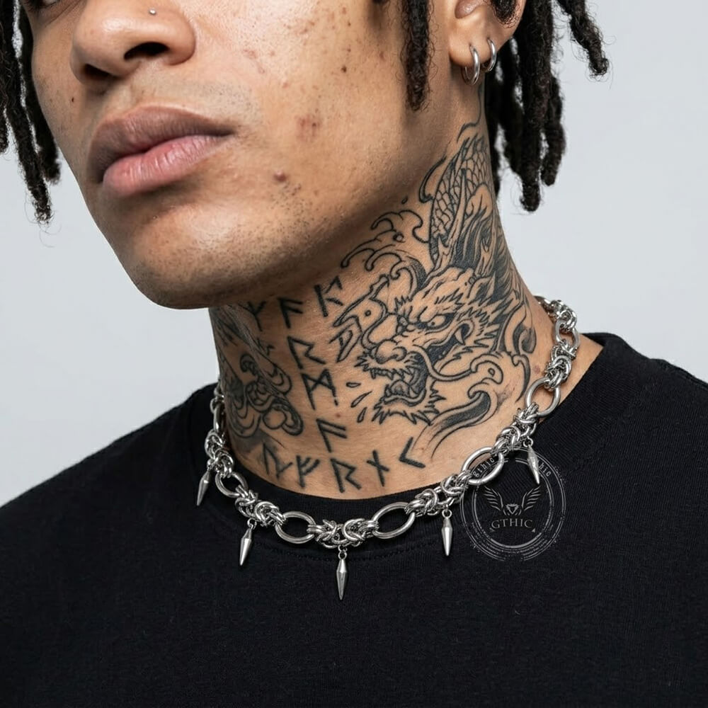 Hip Hop Cuban Stainless Steel Clavicle Necklace | Gthic.com