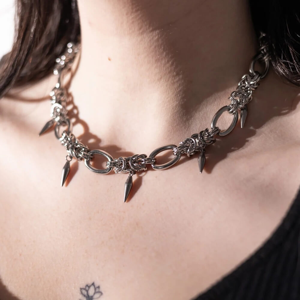 Hip Hop Cuban Stainless Steel Clavicle Necklace | Gthic.com