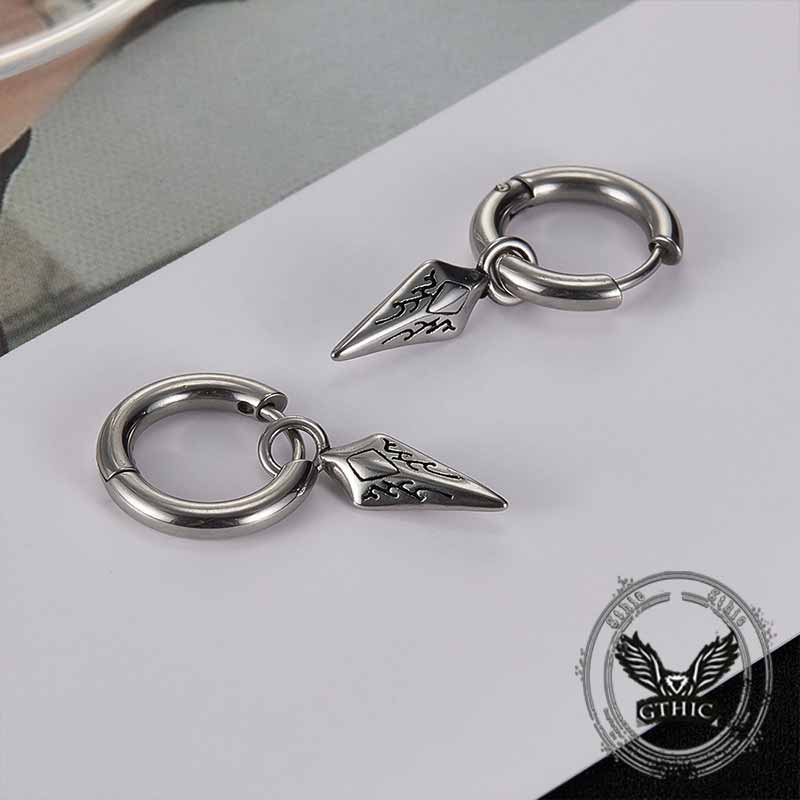Hip Hop Dart Arrow Stainless Steel Drop Earrings 03 | Gthic.com