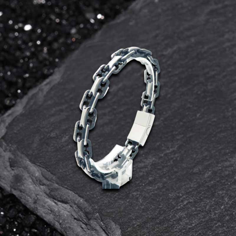 Hip Hop Double Row Hollow Stainless Steel Bracelet