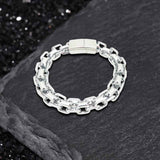 Hip Hop Double Row Hollow Stainless Steel Bracelet