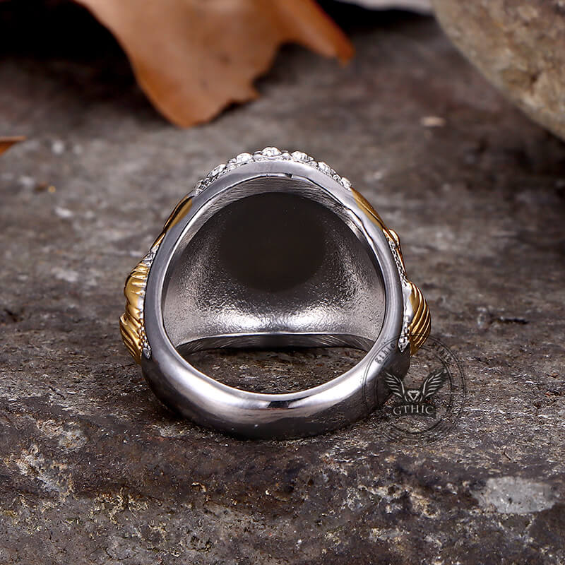 Hip Hop Eagle Rhinestone Stainless Steel Animal Ring