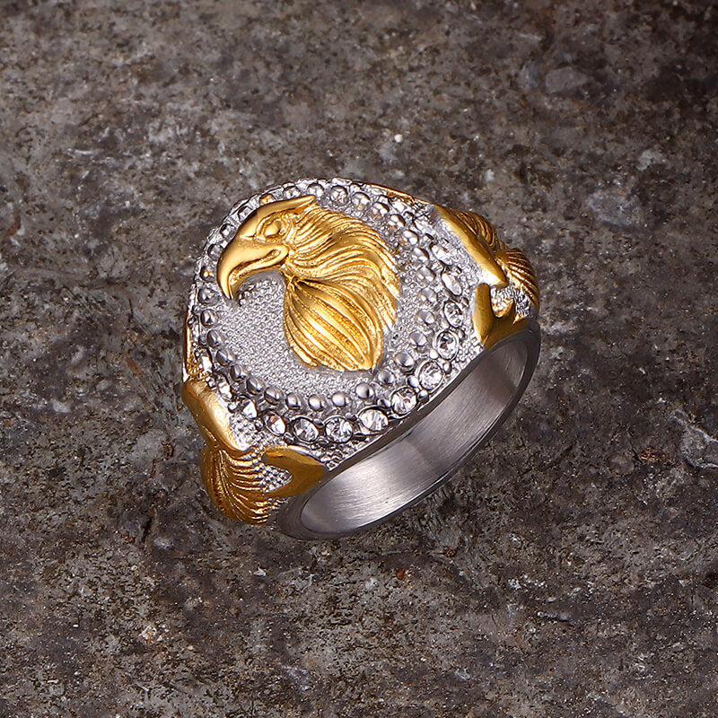 Hip Hop Eagle Rhinestone Stainless Steel Animal Ring | Gthic.com