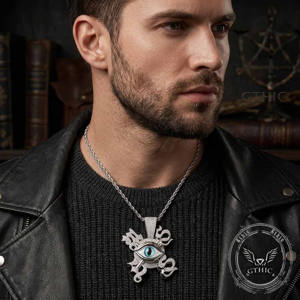 Hip Hop Eye of Horus Copper Zircon Spinner Pendant | Gthic.com