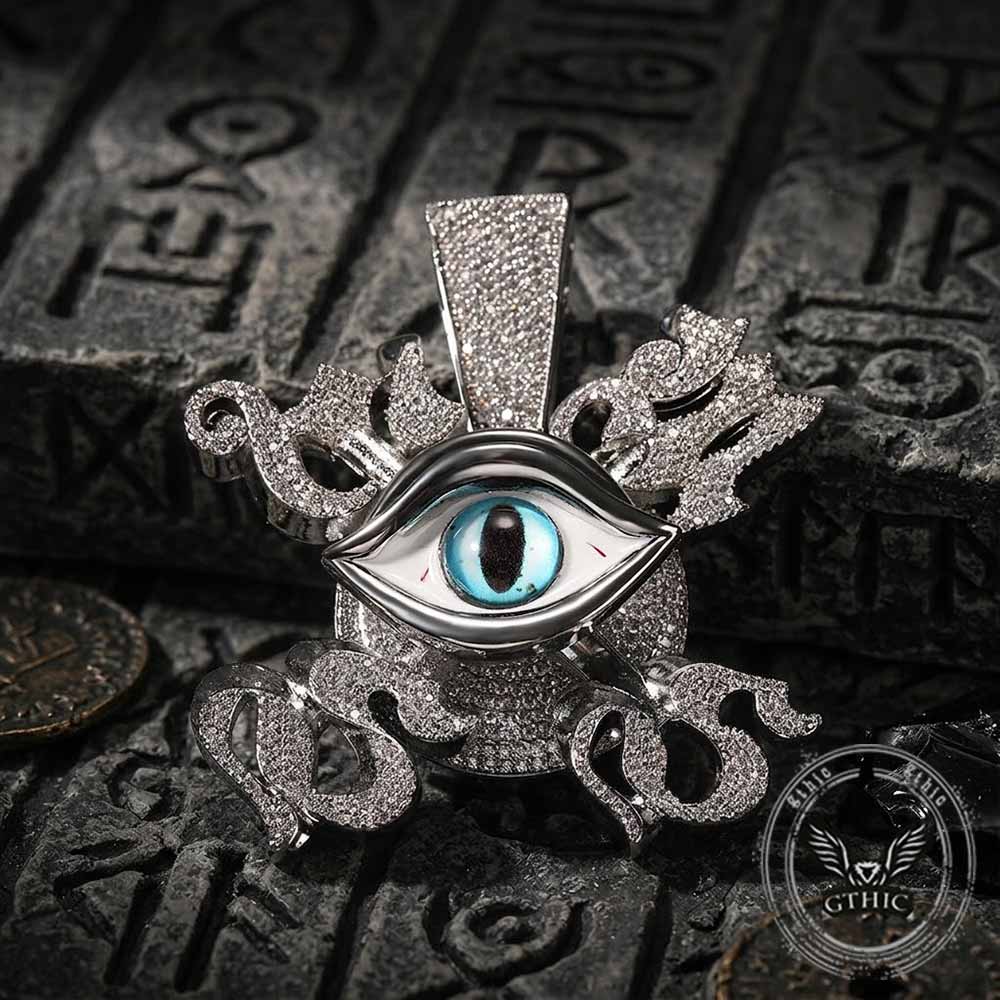 Hip Hop Eye of Horus Copper Zircon Spinner Pendant