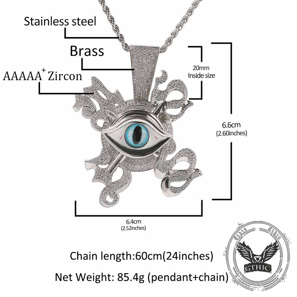 Hip Hop Eye of Horus Copper Zircon Spinner Pendant