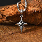 Hip Hop Gem Four-Pointed Star Stainless Steel Pendant | Gthic.com