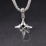 Hip Hop Gem Four-Pointed Star Stainless Steel Pendant