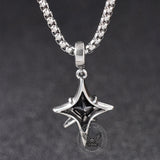Hip Hop Gem Four-Pointed Star Stainless Steel Pendant