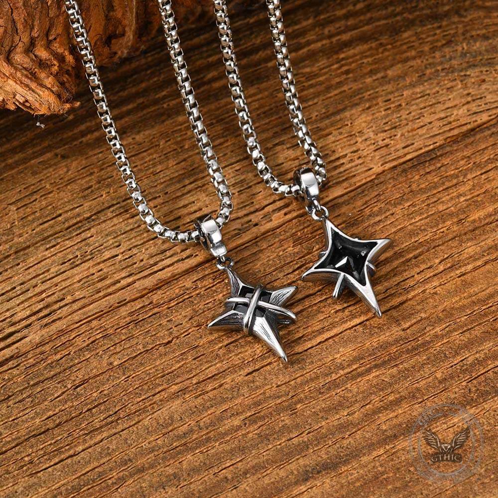 Hip Hop Gem Four-Pointed Star Stainless Steel Pendant | Gthic.com