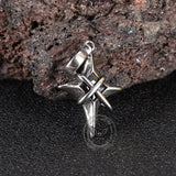 Hip Hop Gem Four-Pointed Star Stainless Steel Pendant