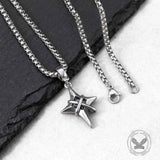 Hip Hop Gem Four-Pointed Star Stainless Steel Pendant | Gthic.com