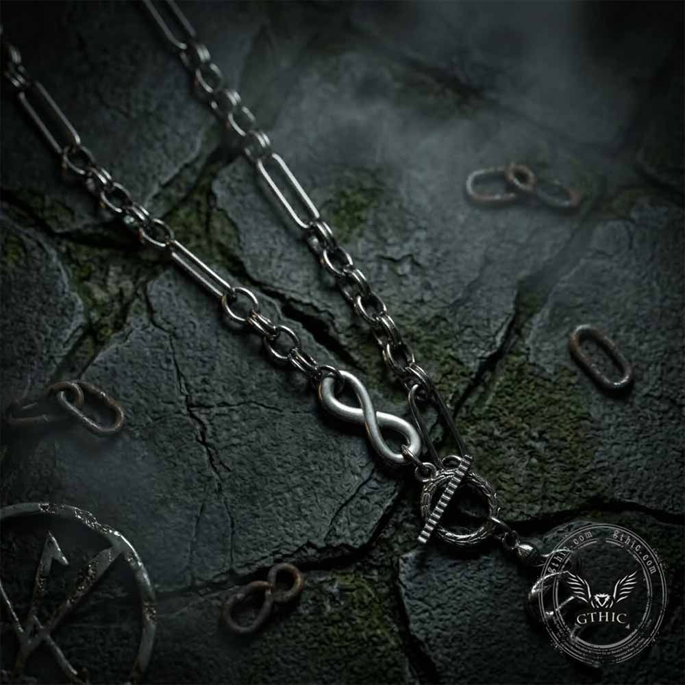 Hip Hop Infinity Snake Stainless Steel Clavicle Necklace | Gthic.com