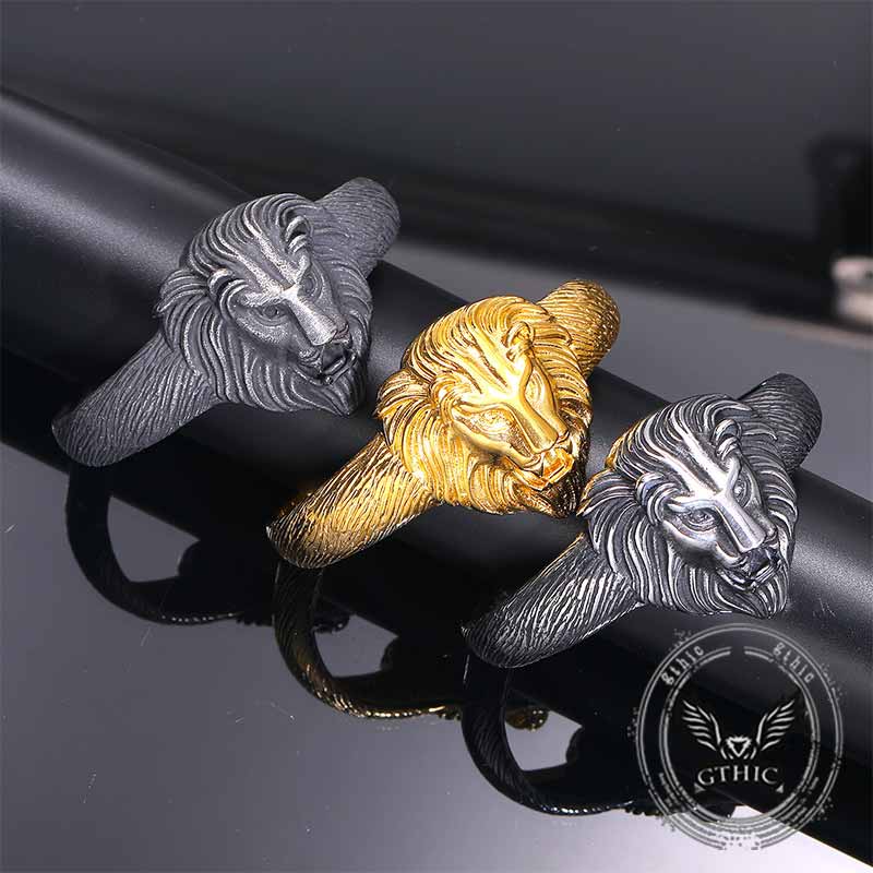 Hip Hop Lion Head Stainless Steel Cuff Bracelet 01 | Gthic.com