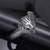 Hip Hop Lion Head Stainless Steel Cuff Bracelet 02 | Gthic.com