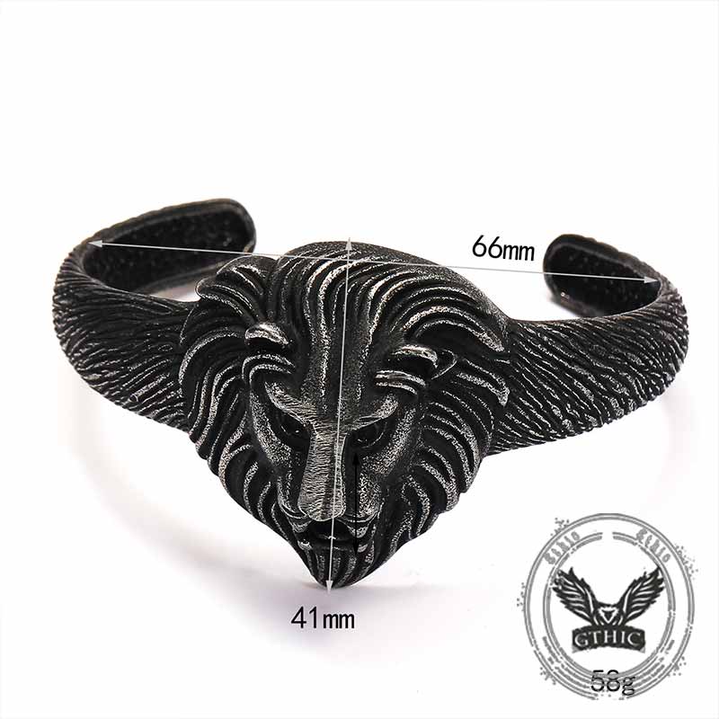 Hip Hop Lion Head Stainless Steel Cuff Bracelet