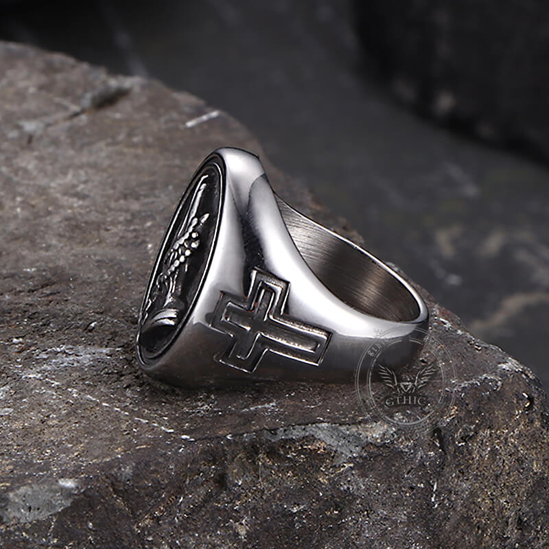 Hip Hop Praying Hands Cross Stainless Steel Ring