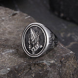 Hip Hop Praying Hands Cross Stainless Steel Ring