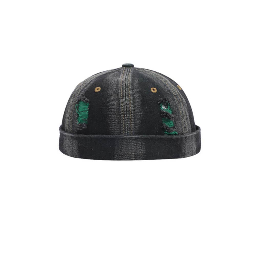 Hip Hop Ripped Washed Brimless Denim Hat