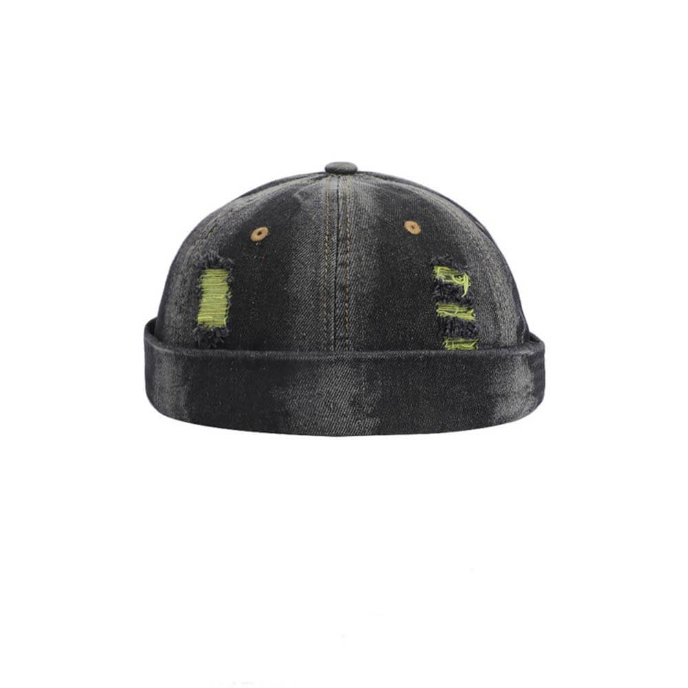 Hip Hop Ripped Washed Brimless Denim Hat
