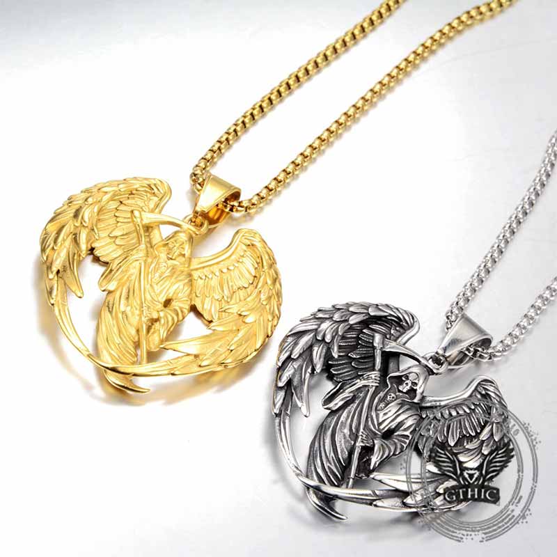 Hip Hop Scythe Grim Reaper Stainless Steel Pendant 01 | Gthic.com