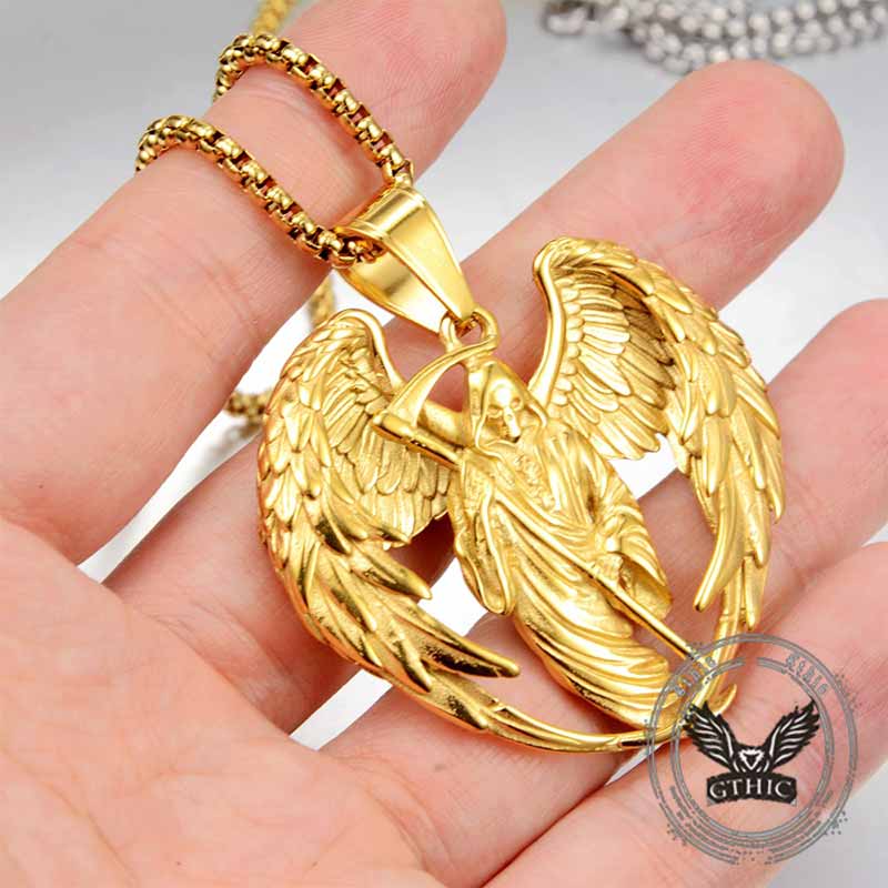 Hip Hop Scythe Grim Reaper Stainless Steel Pendant 03 | Gthic.com