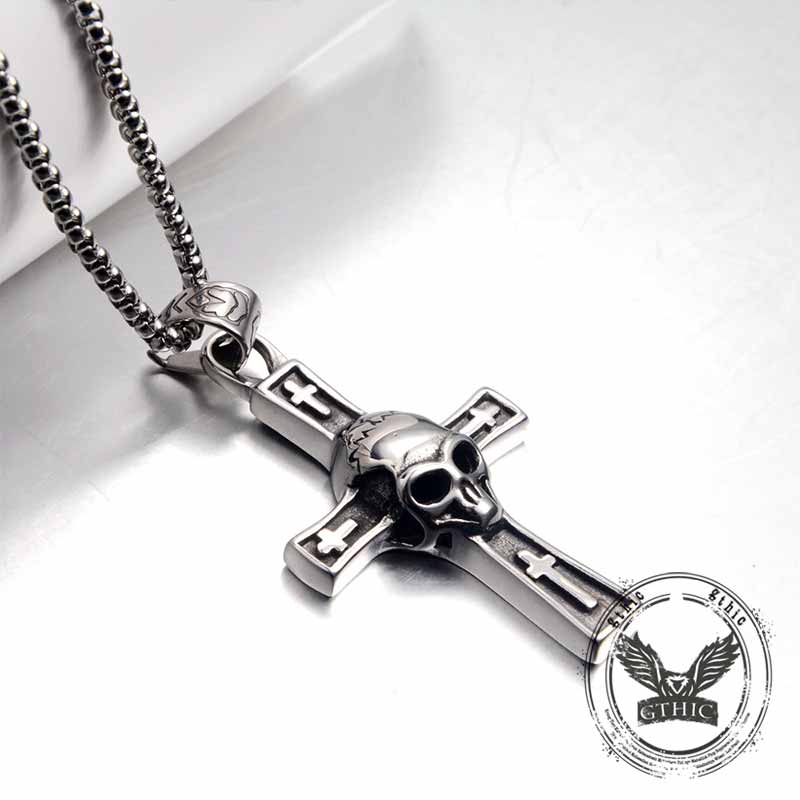 Hip Hop Skull Cross Stainless Steel Pendant 01 | Gthic.com