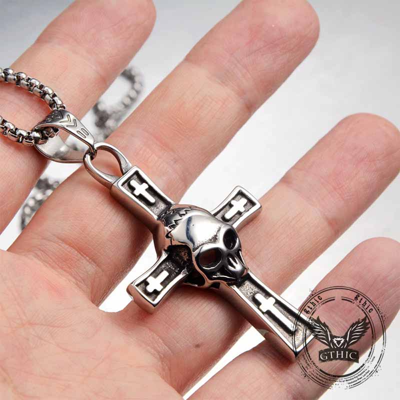 Hip Hop Skull Cross Stainless Steel Pendant 02 | Gthic.com