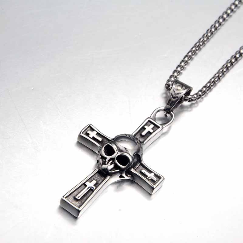 Hip Hop Skull Cross Stainless Steel Pendant 03 | Gthic.com
