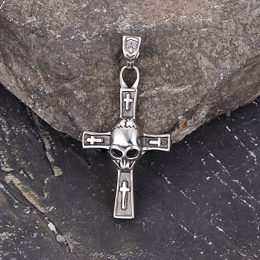Hip Hop Skull Cross Stainless Steel Pendant | Gthic.com