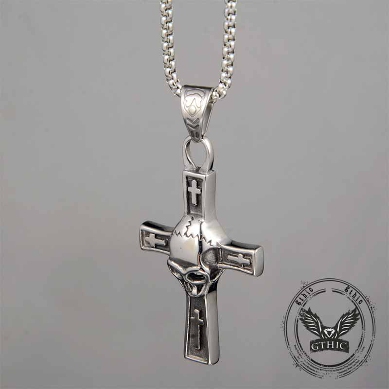 Hip Hop Skull Cross Stainless Steel Pendant