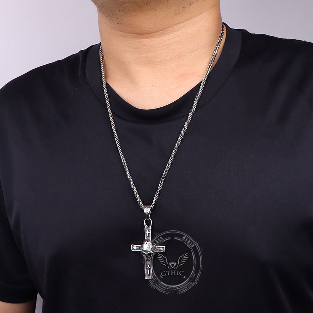 Hip Hop Skull Cross Stainless Steel Pendant | Gthic.com