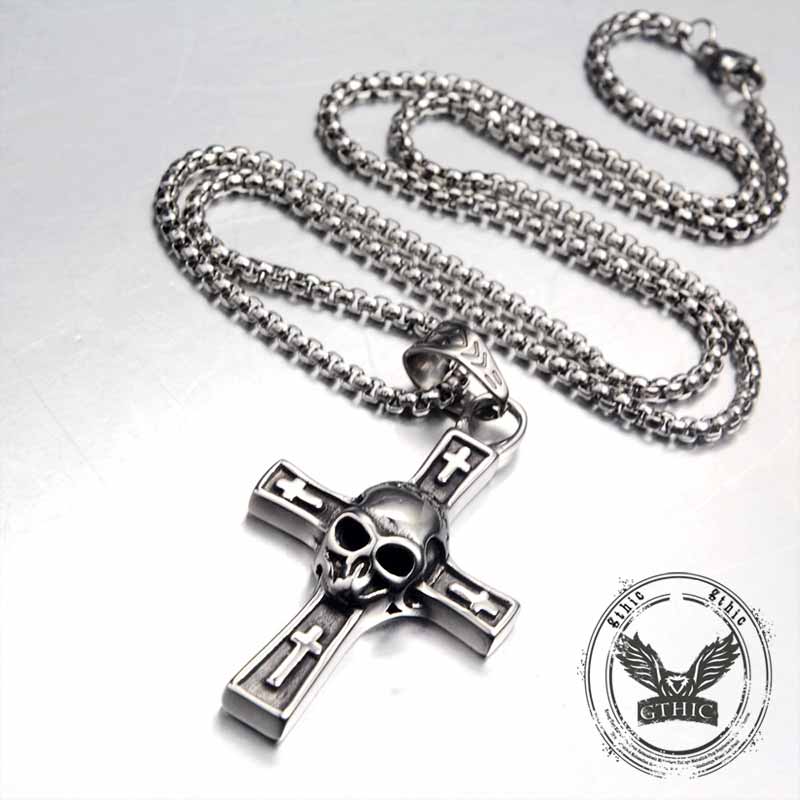 Hip Hop Skull Cross Stainless Steel Pendant
