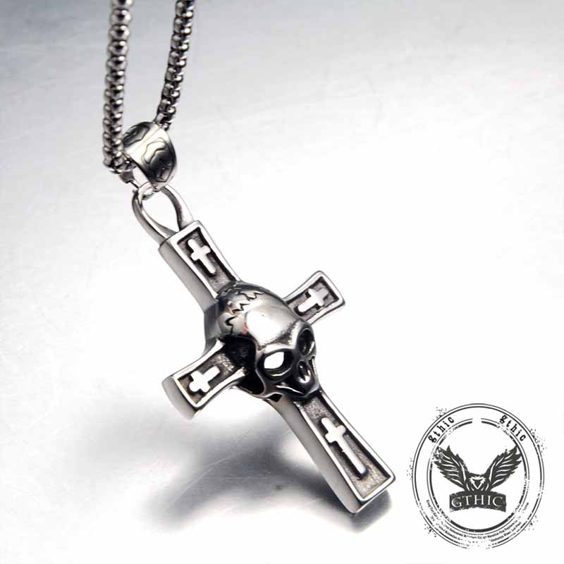 Hip Hop Skull Cross Stainless Steel Pendant
