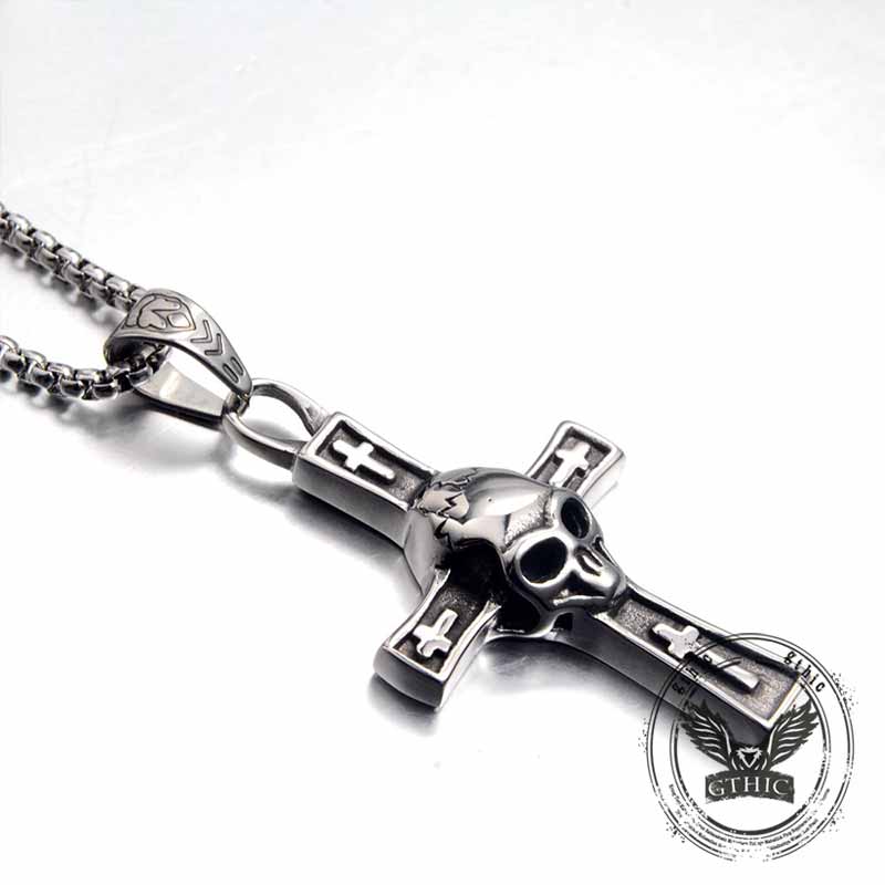 Hip Hop Skull Cross Stainless Steel Pendant