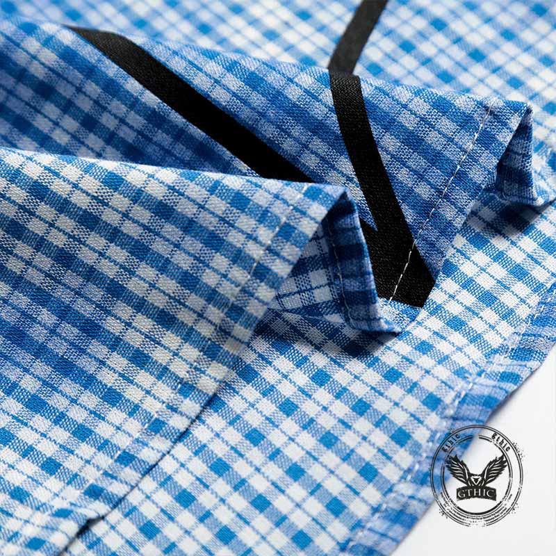 Hip Hop Spider Web Print Street Check Shirt