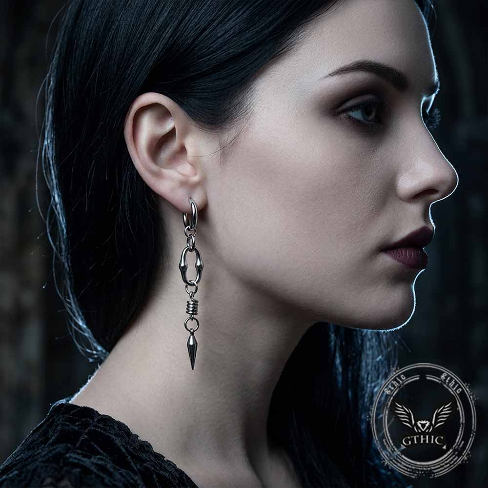 Hip Hop Star Cross Asymmetrical Dangle Earrings | Gthic.com