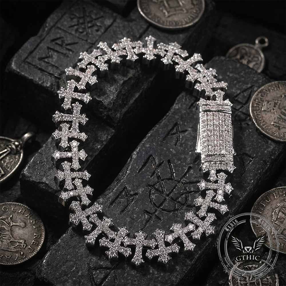 Hip Hop Versatile Cross Link Copper Zircon Bracelet