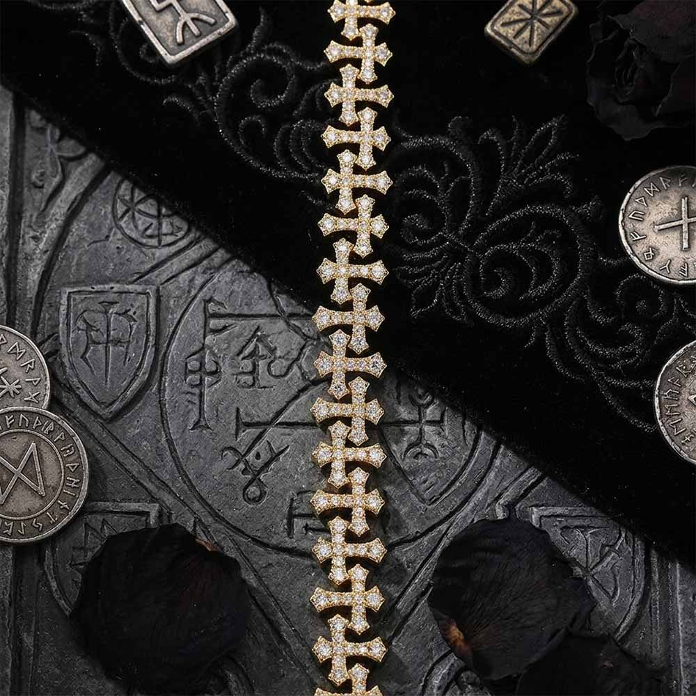 Hip Hop Versatile Cross Link Copper Zircon Bracelet