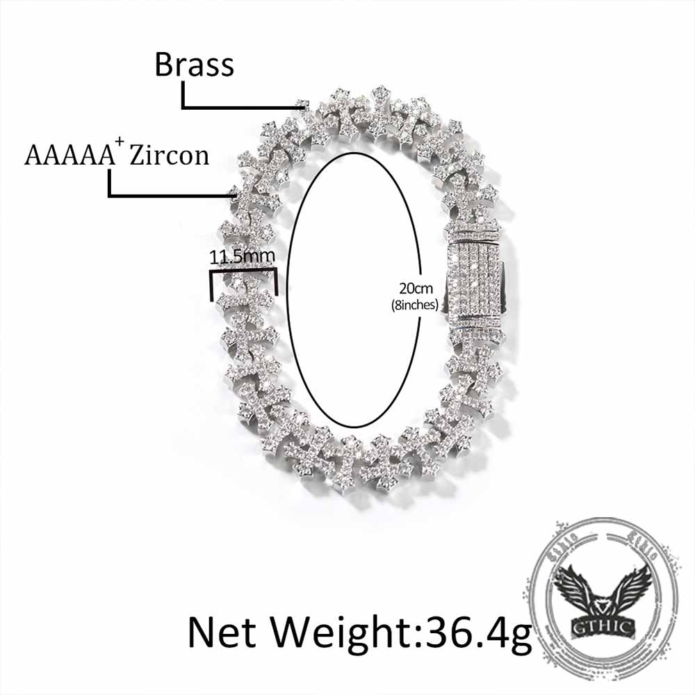 Hip Hop Versatile Cross Link Copper Zircon Bracelet