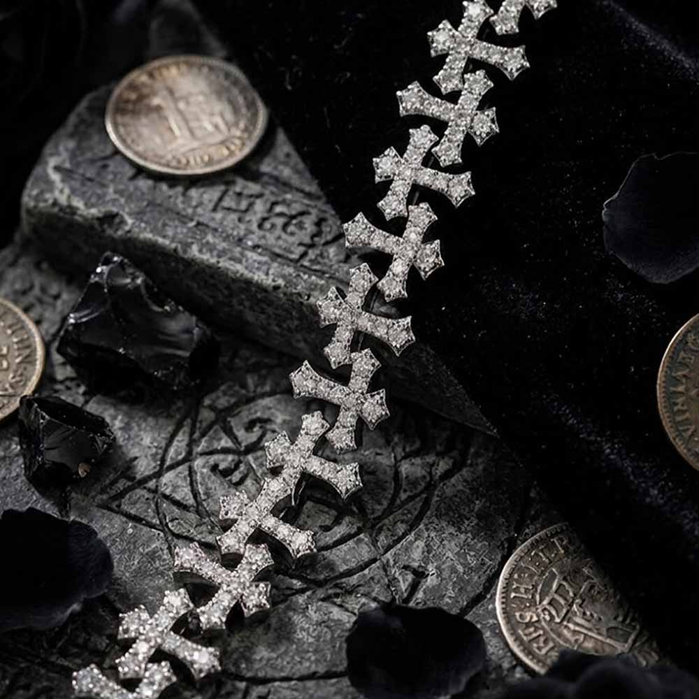 Hip Hop Versatile Cross Link Copper Zircon Bracelet