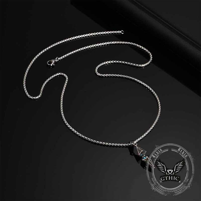 Hip Hop Zircon Inlaid Rhombus Stainless Steel Pendant