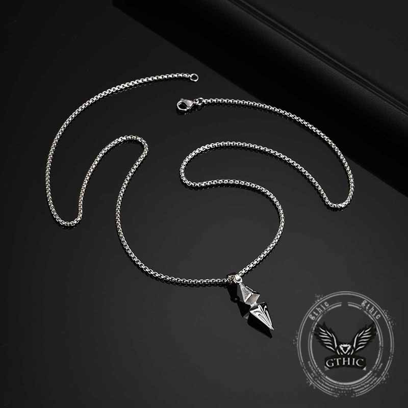 Hip Hop Zircon Inlaid Rhombus Stainless Steel Pendant