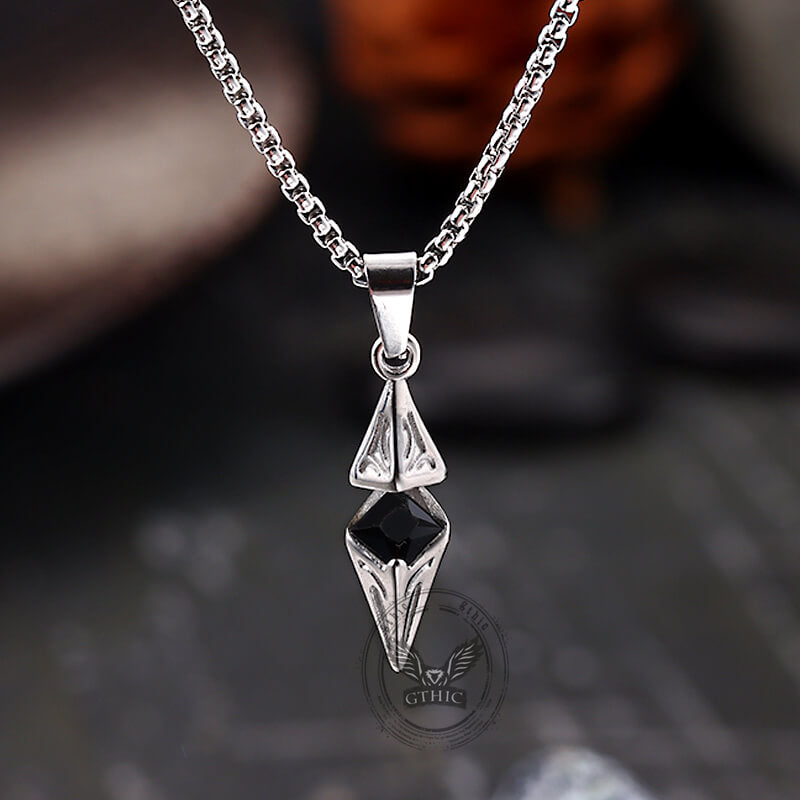 Hip Hop Zircon Inlaid Rhombus Stainless Steel Pendant